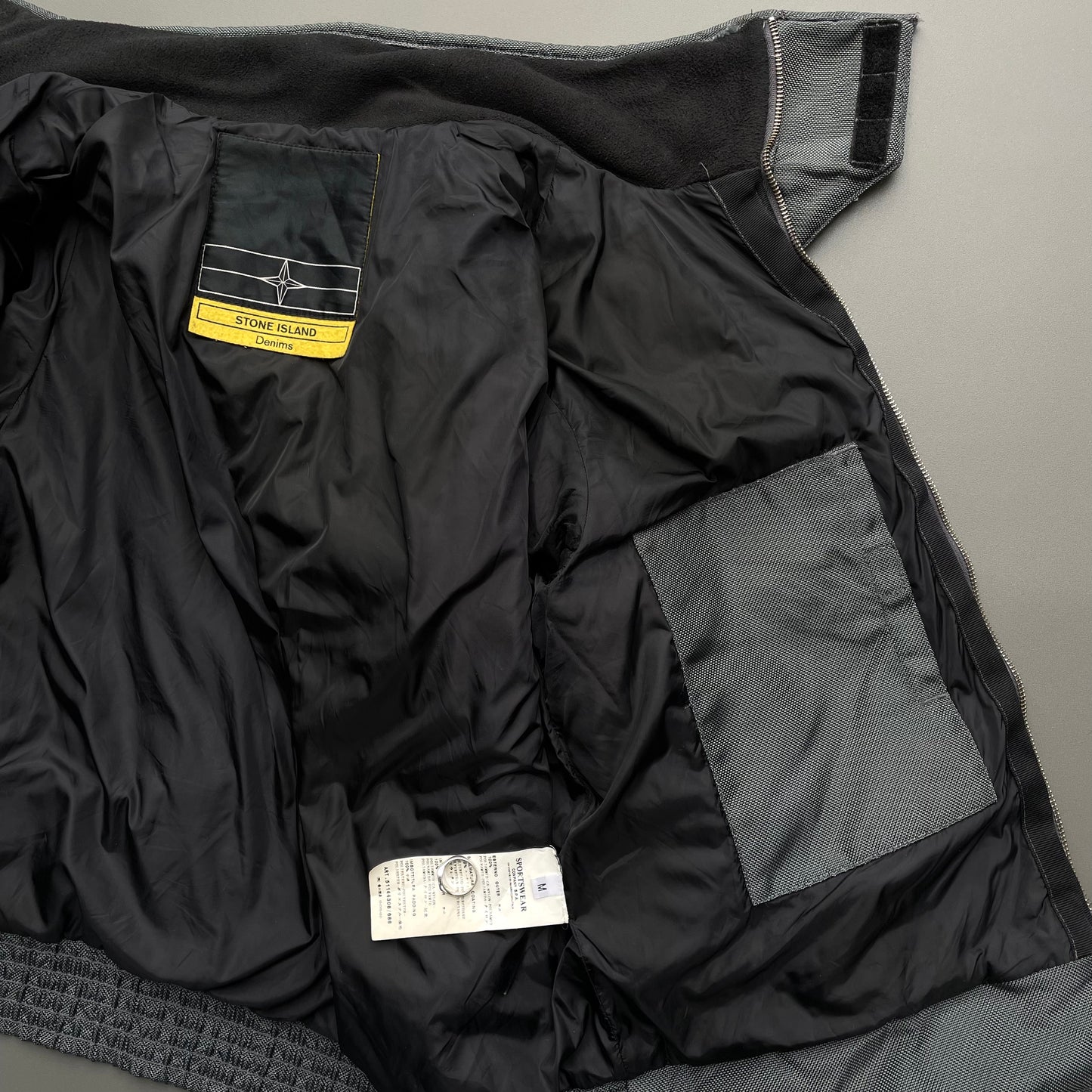 Stone Island Denims Grey AW09 Canvas Nylon Funnel Neck Bomber Jacket