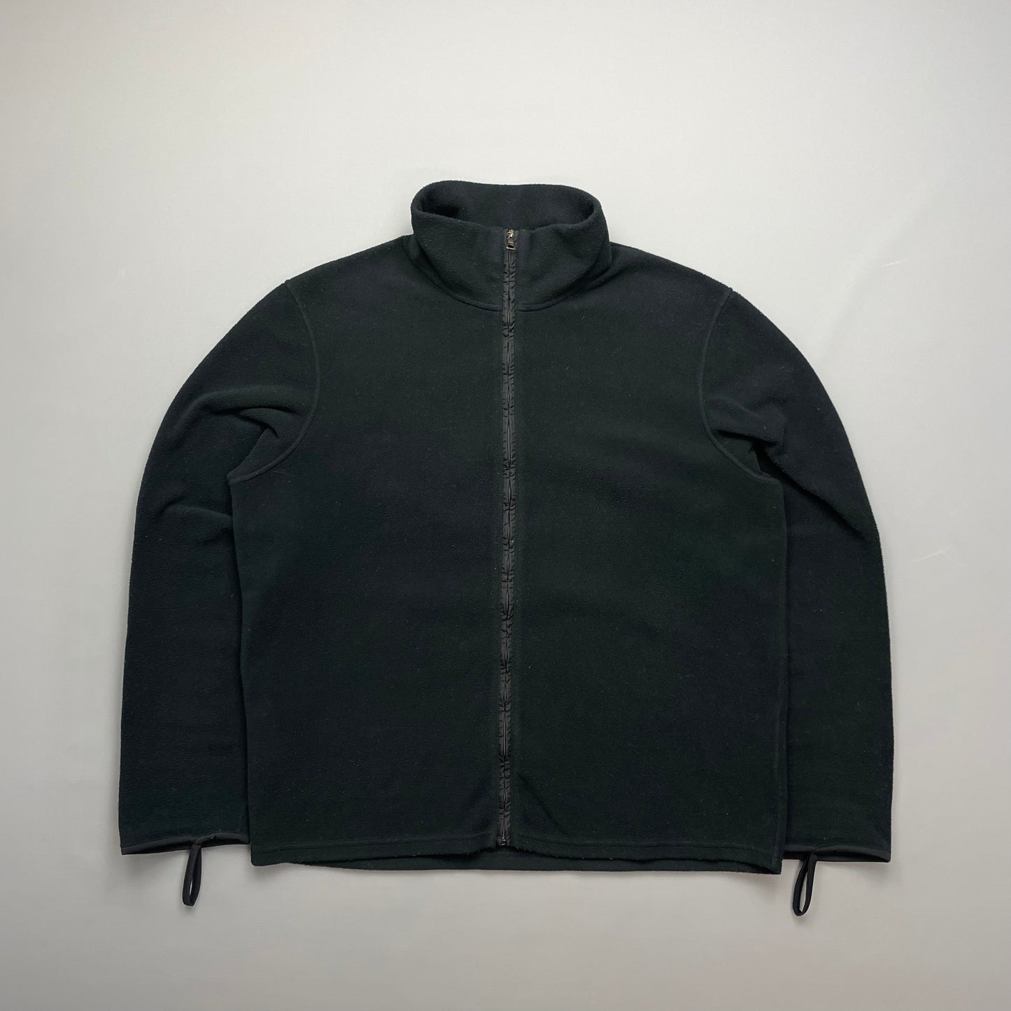 Prada Sport Black Lightweight Nylon Panel Fleece Jacket