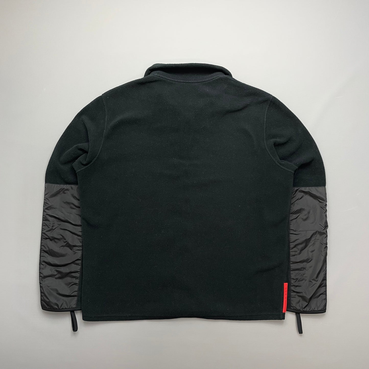 Prada Sport Black Lightweight Nylon Panel Fleece Jacket