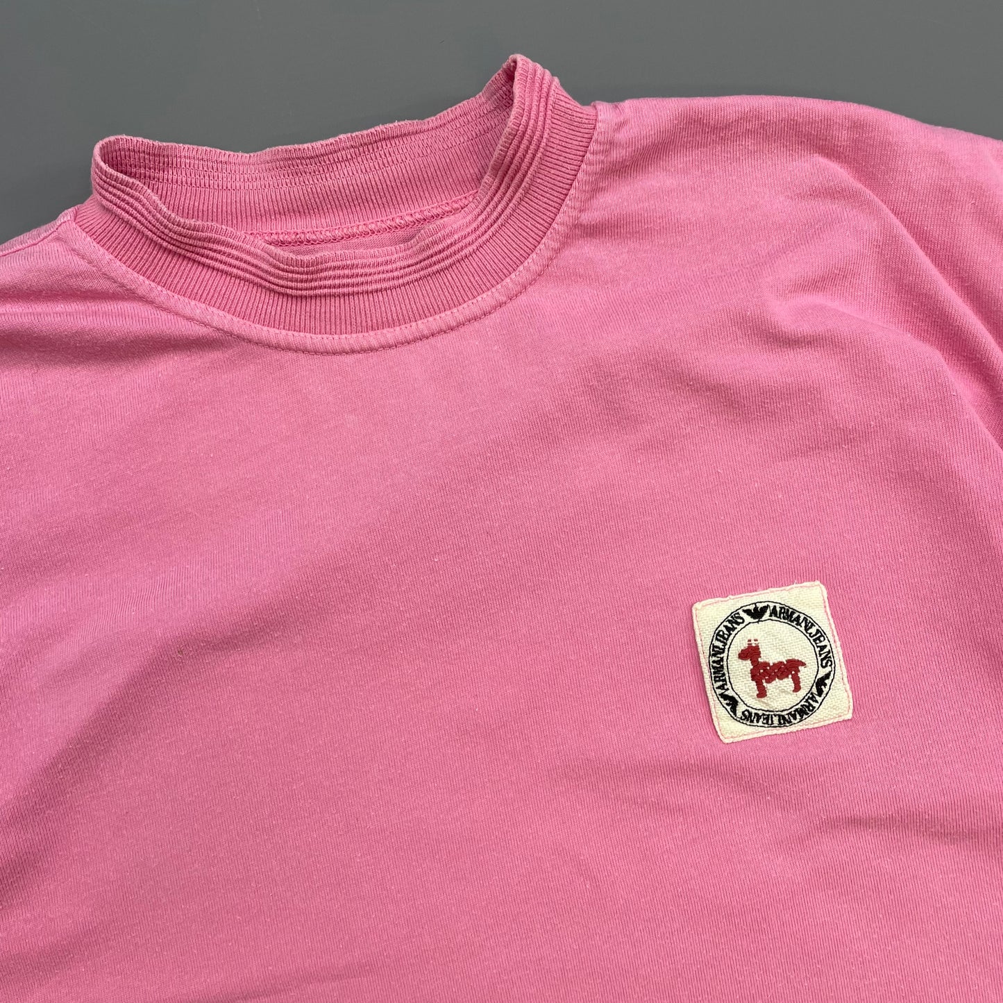 Armani Jeans 90s Pink Chest Patch Jersey Tee