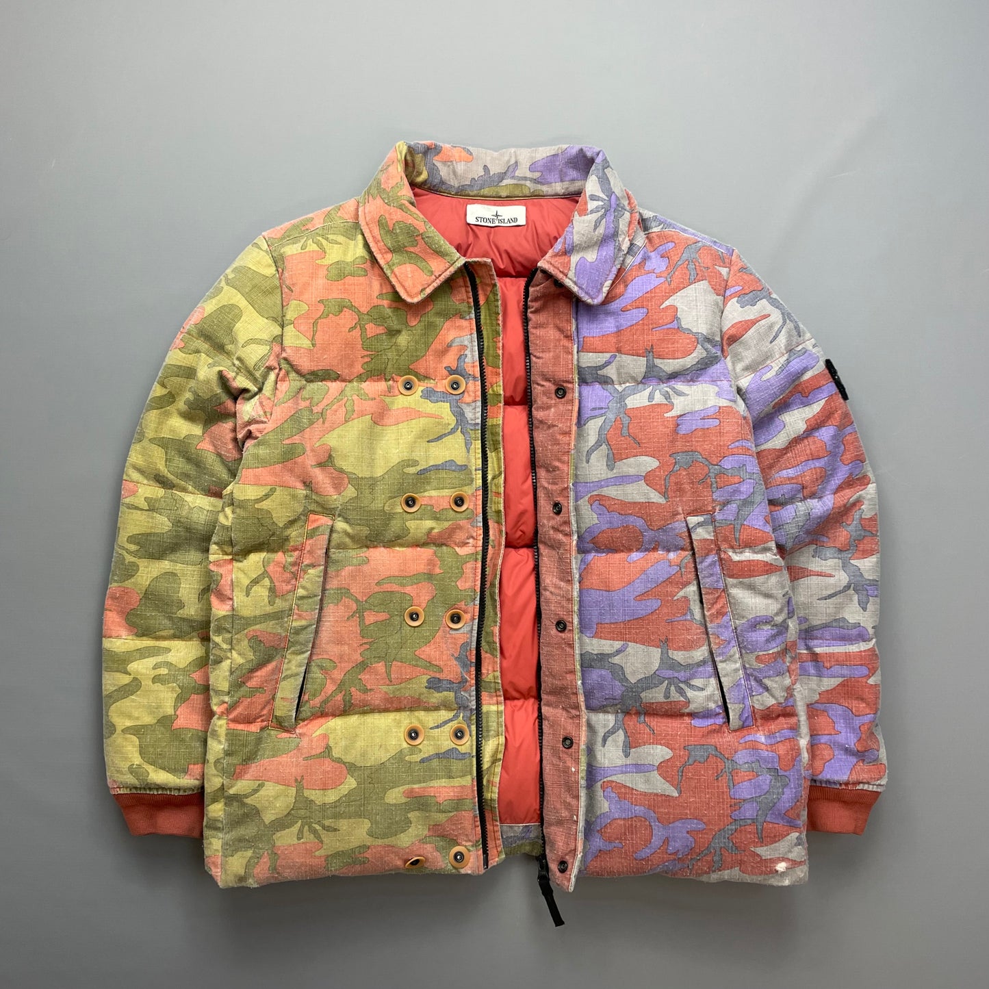 Stone Island Multicoloured Heritage Camo AW22 Ripstop Nylon Down Puffer Jacket