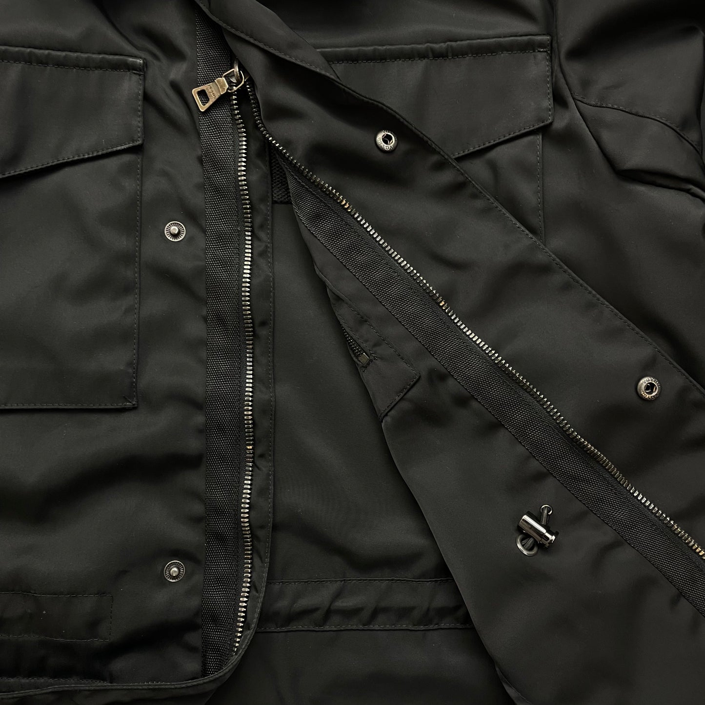 Prada Sport Black Multi-Pocket 2007 Field Jacket w/ Concealed Hood
