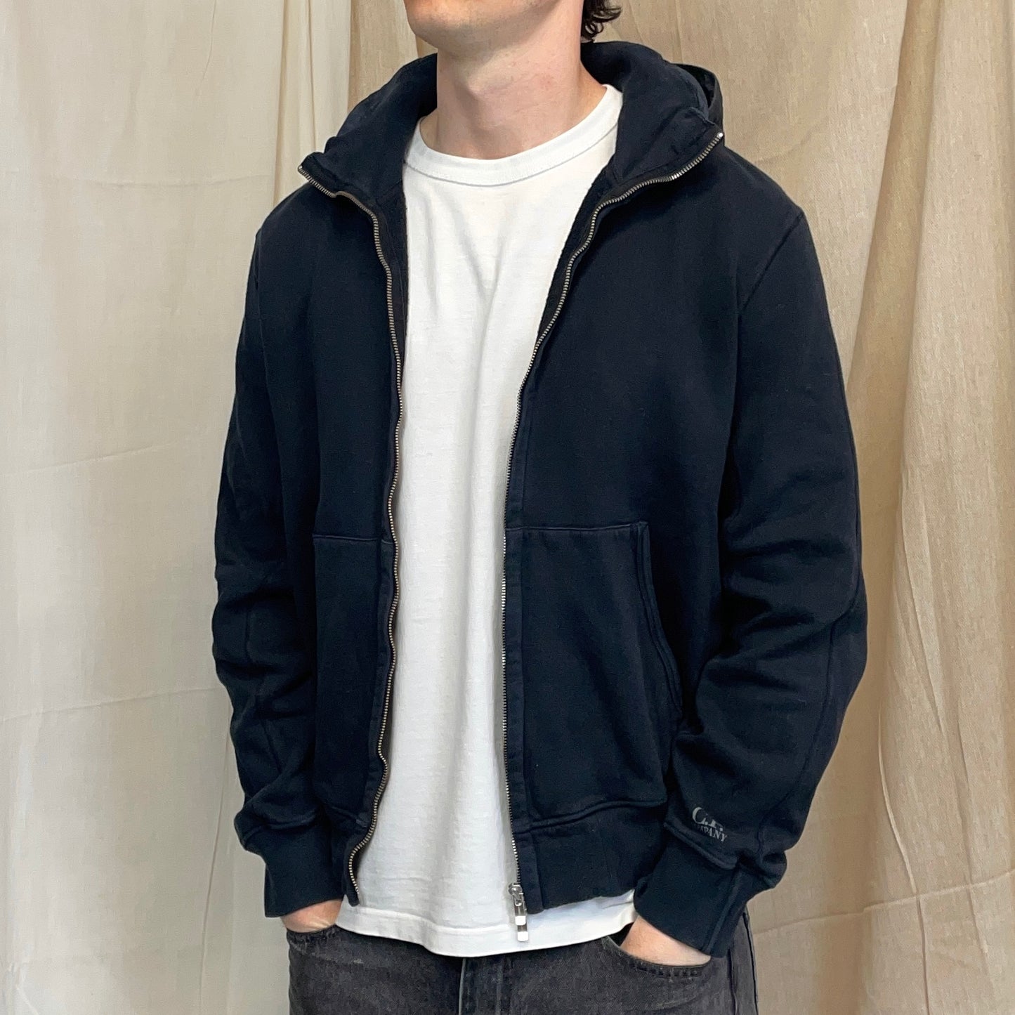 C.P. Company Navy AW08 Concealed Hood Zip-Through Cotton Jacket