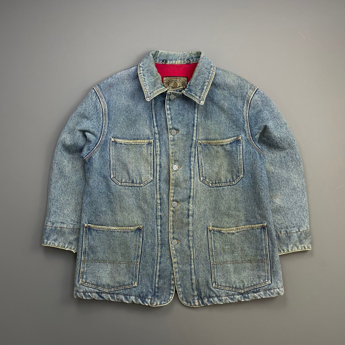 Armani Jeans Blue 90s Denim Heavyweight Wool-Lined Chore Workwear Jacket