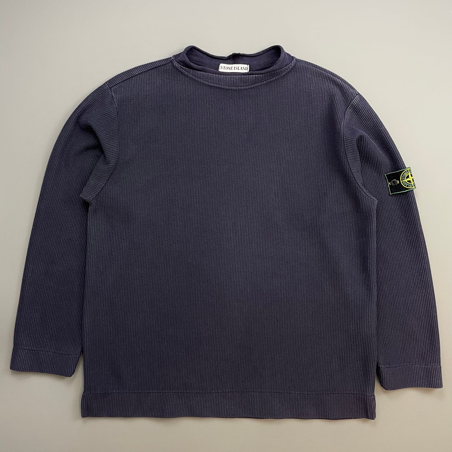 Stone Island Navy SS99 Ribbed Dual Collar Jumper