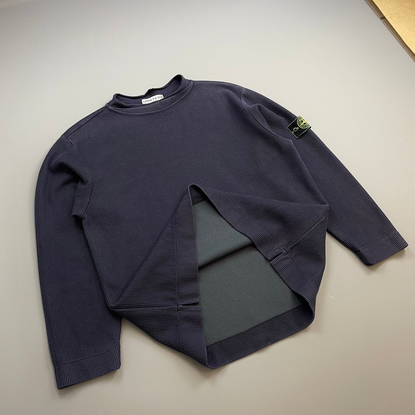 Stone Island Navy SS99 Ribbed Dual Collar Jumper