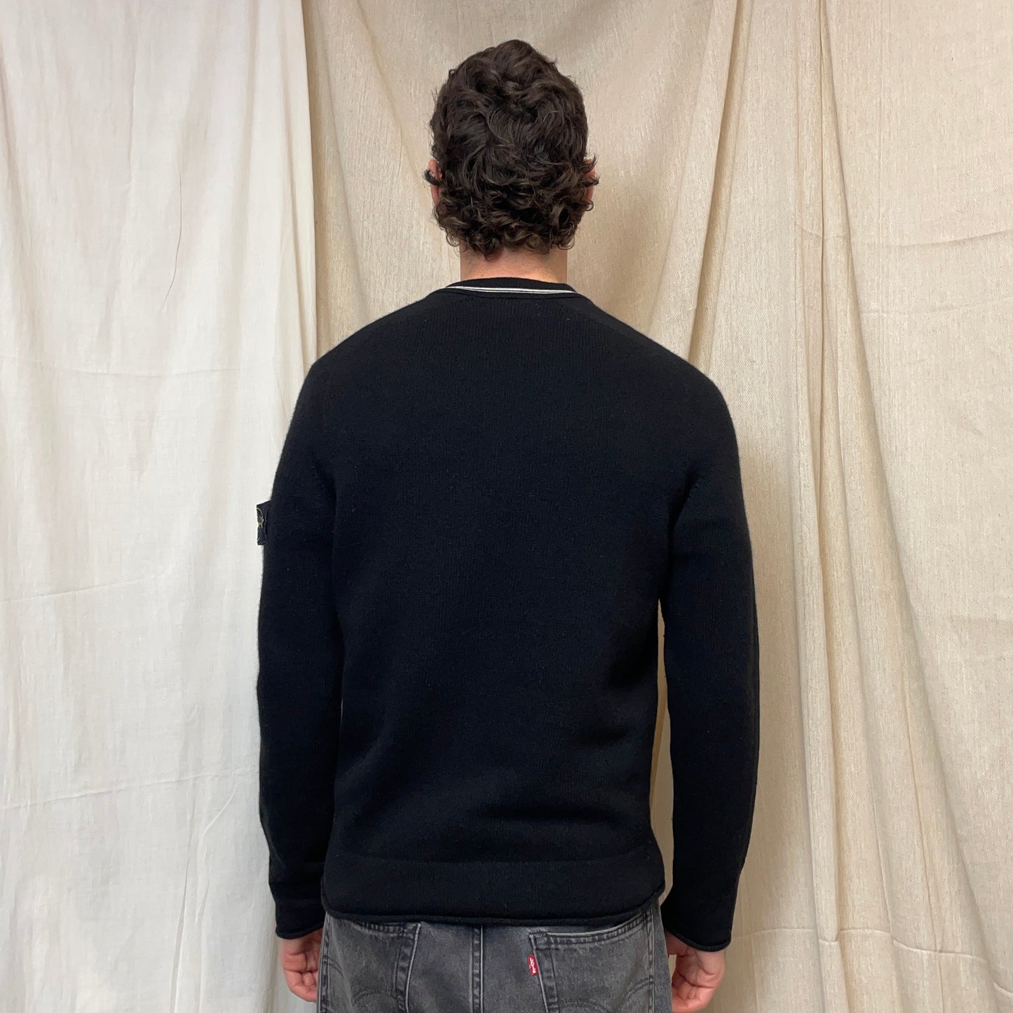 Stone Island Black AW19 Wool Blend Knit Crewneck Jumper