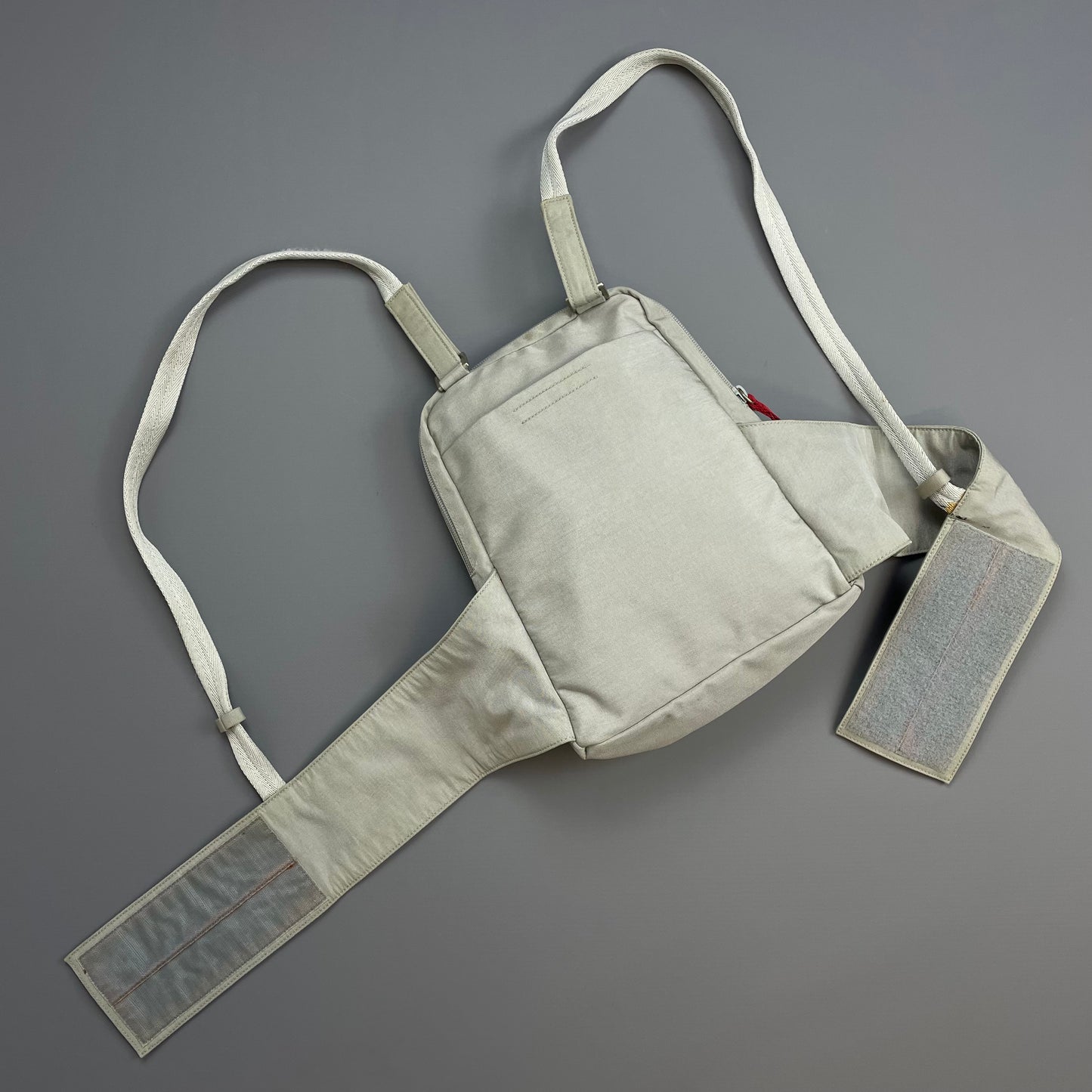 Prada Sport Grey 1999 Nylon Mesh Harness Backpack Spellout Bag