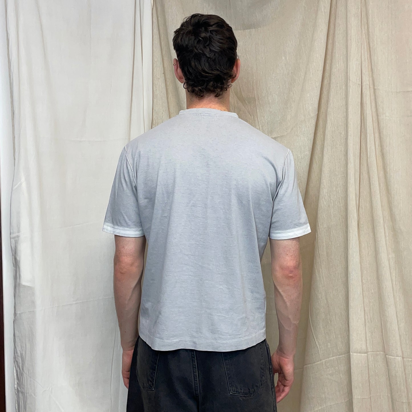 Stone Island Grey/Blue SS04 Sleeve Spellout T-Shirt