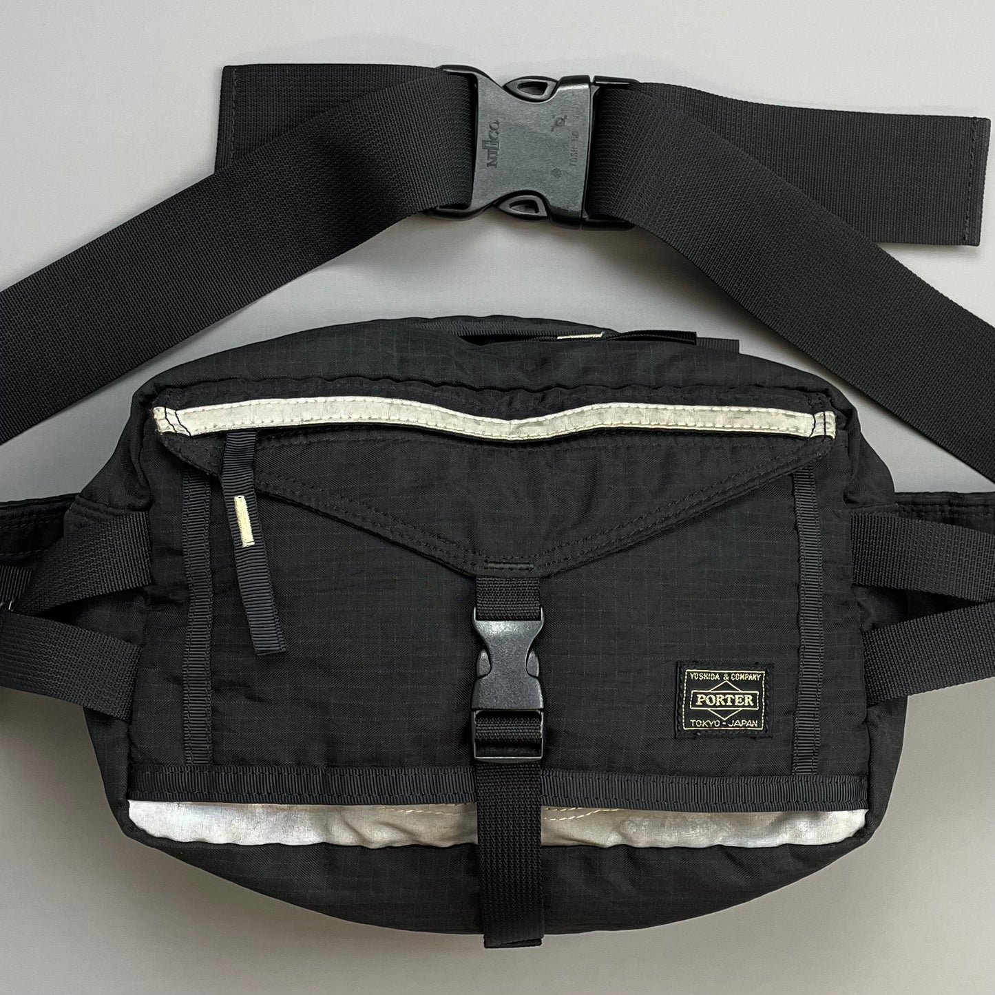 Porter Yoshida & Co. Black Nylon Canvas 3M Reflective Crossbody Bag