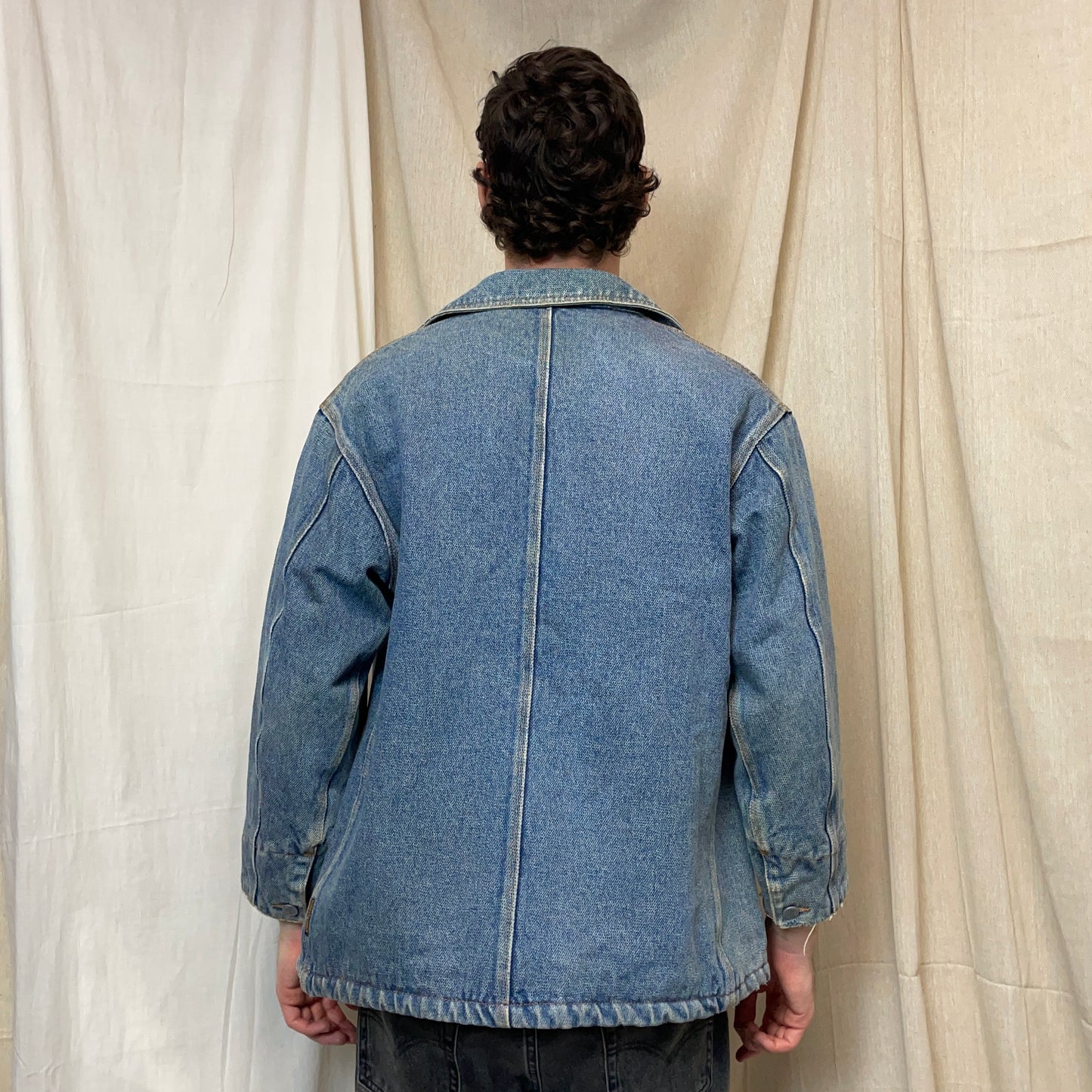 Armani Jeans Blue 90s Denim Heavyweight Wool-Lined Chore Workwear Jacket