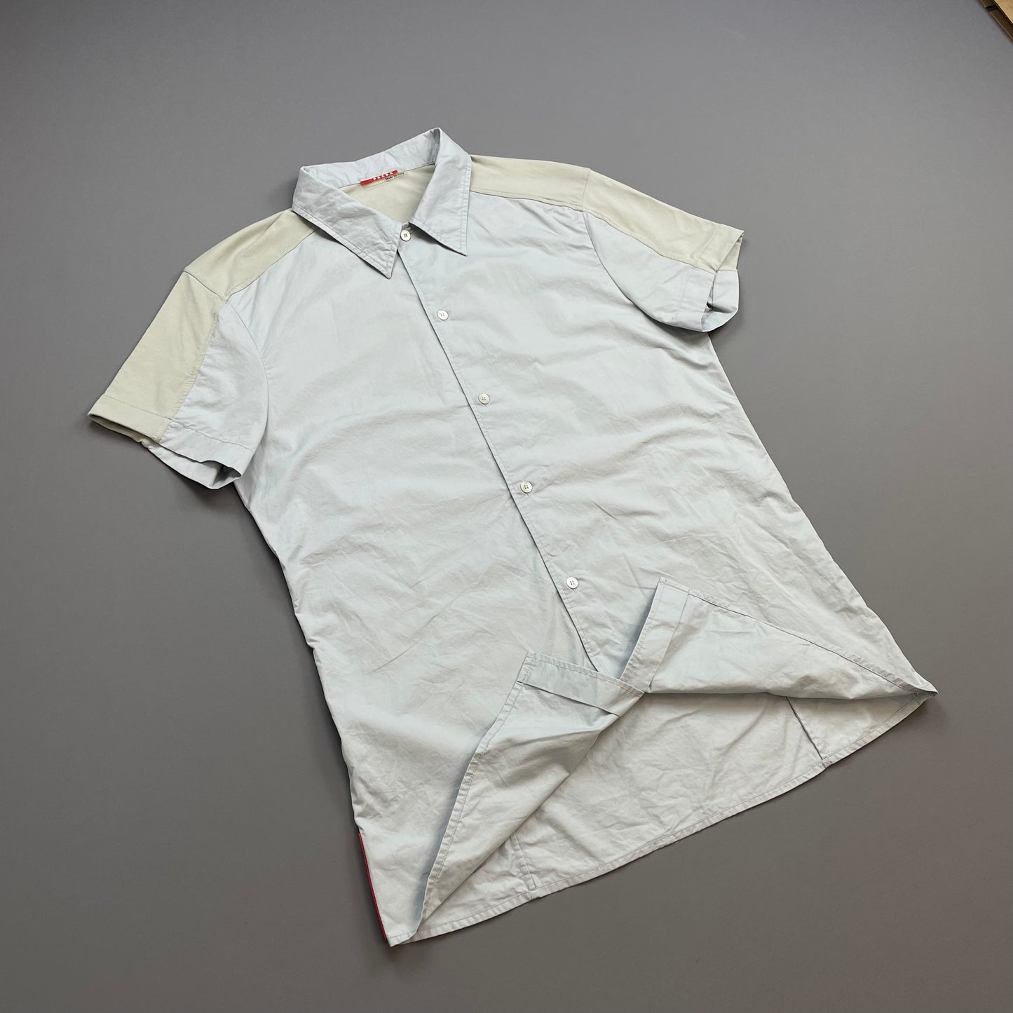 Prada Sport Light Blue 00s Panelled Short Sleeve Button-Up Shirt