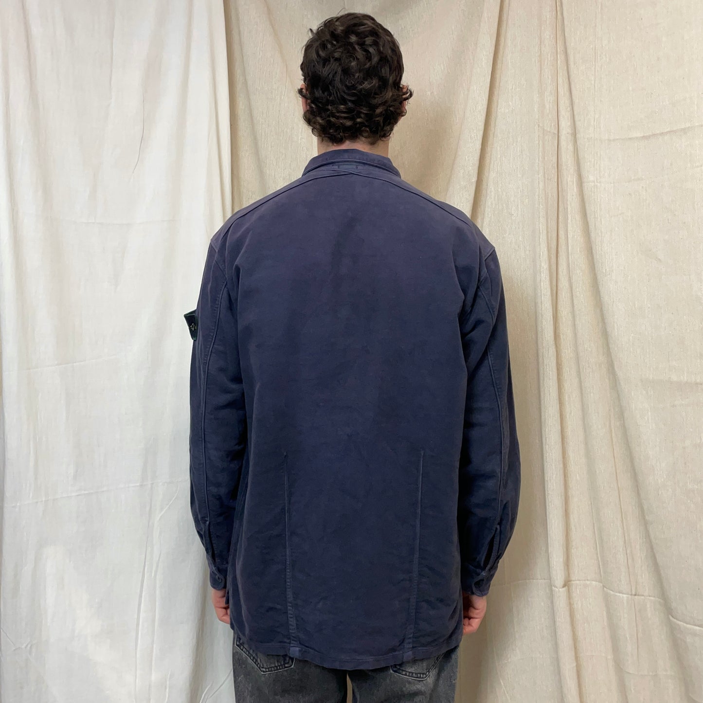 Stone Island Navy AW95 Cotton Moleskin Green Edge Badge Overshirt