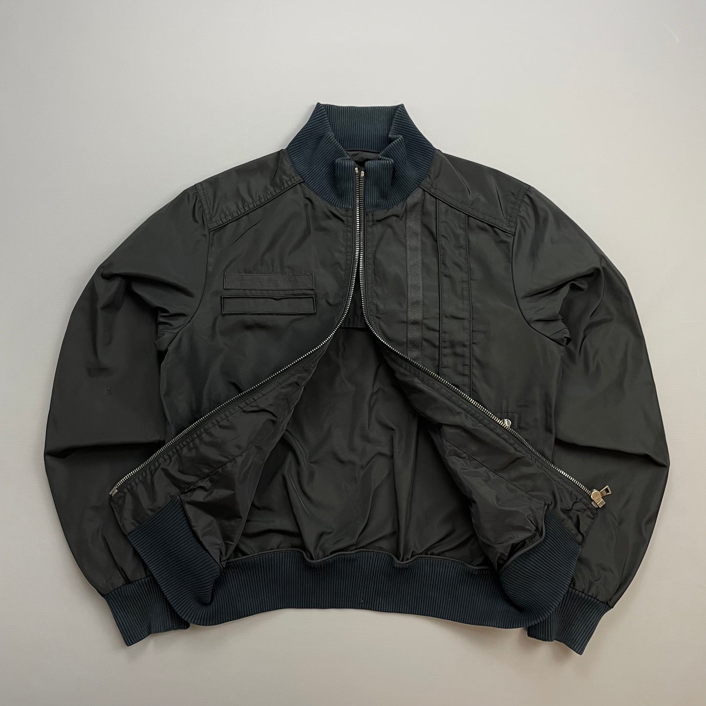 Prada Mainline Black 2008 Canvas Military Style Bomber Jacket