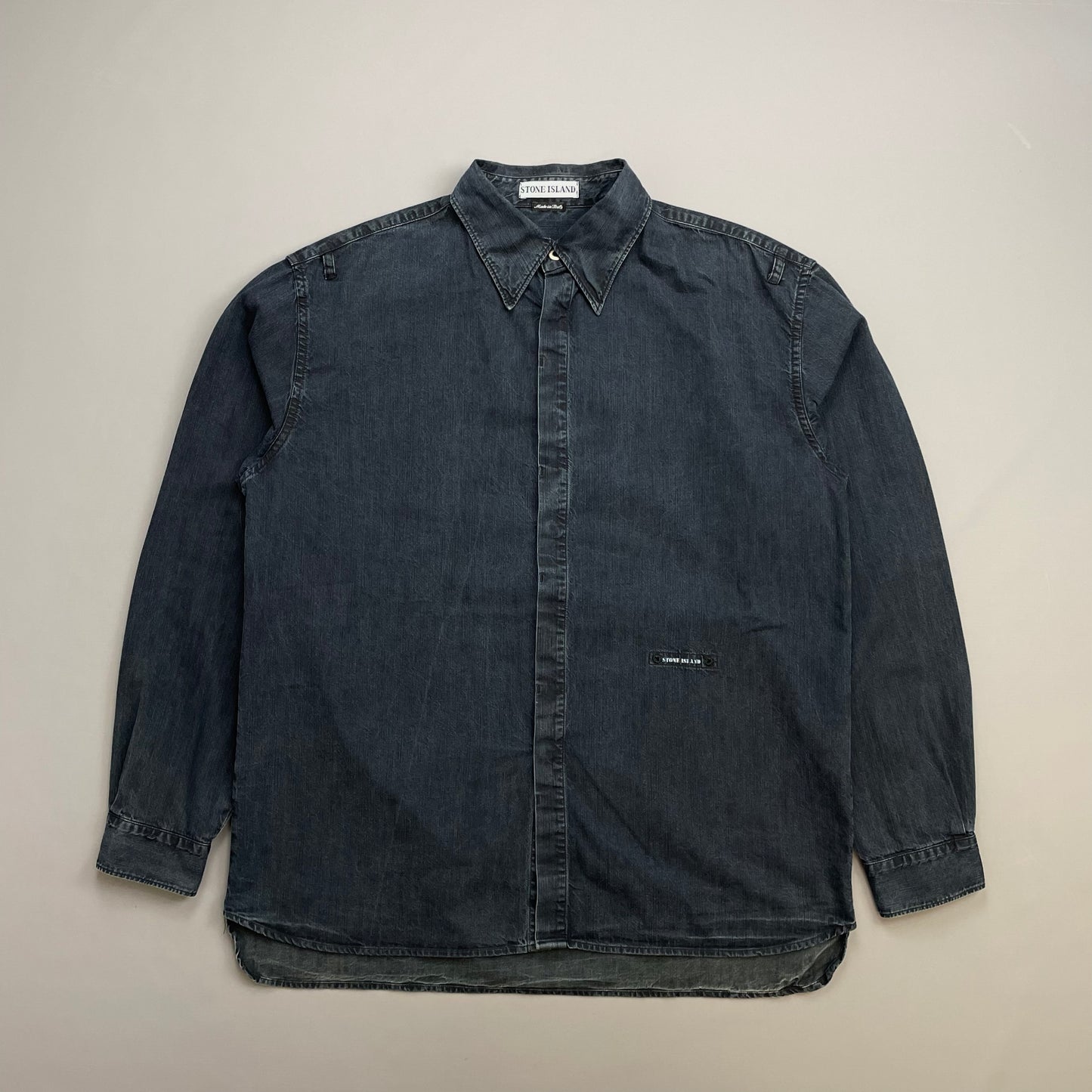 Stone Island Navy AW98 Silver Button Cotton Shirt