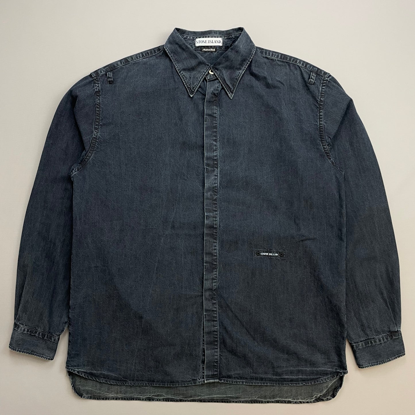 Stone Island Navy AW98 Silver Button Cotton Shirt