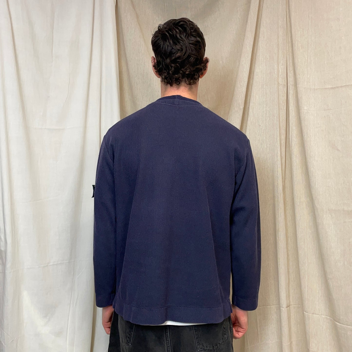 Stone Island Navy SS99 Ribbed Dual Collar Jumper