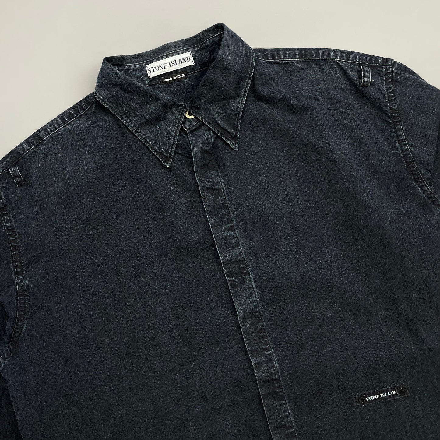 Stone Island Navy AW98 Silver Button Cotton Shirt