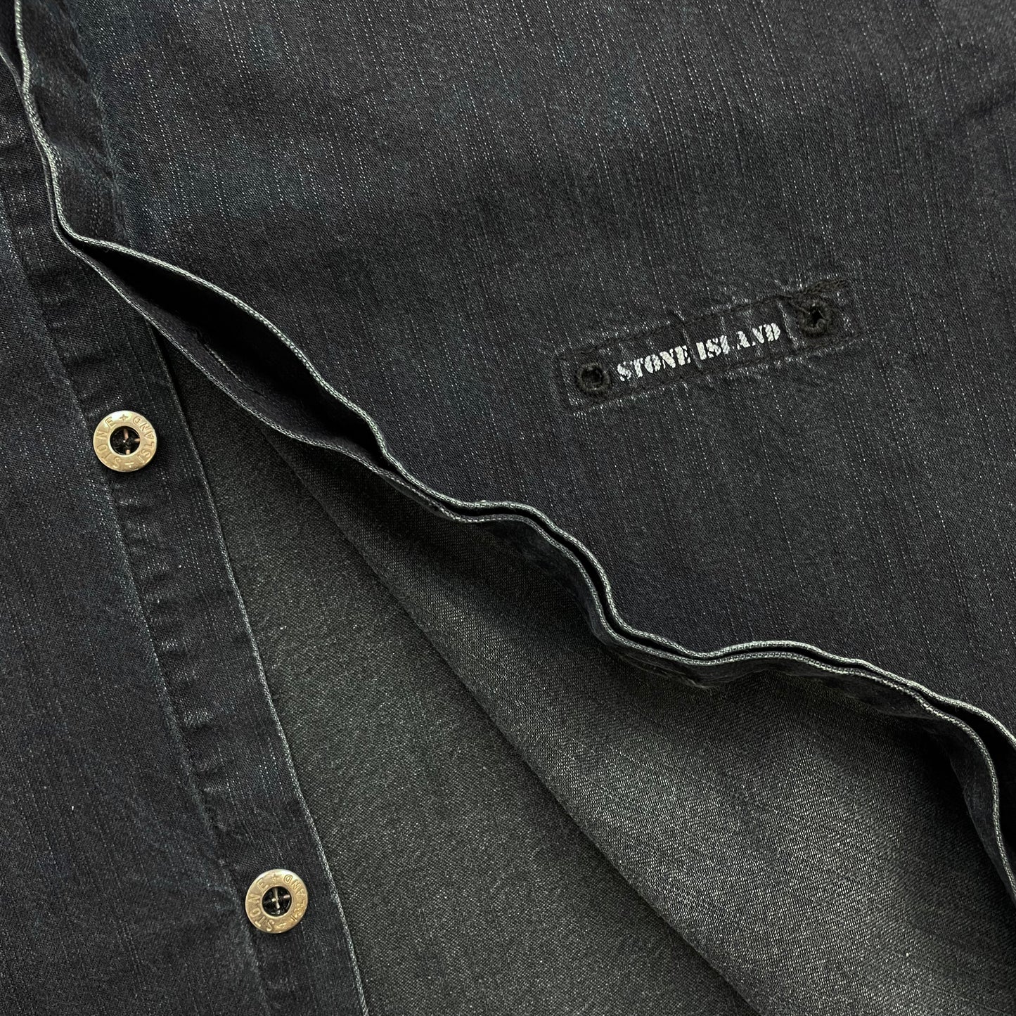 Stone Island Navy AW98 Silver Button Cotton Shirt