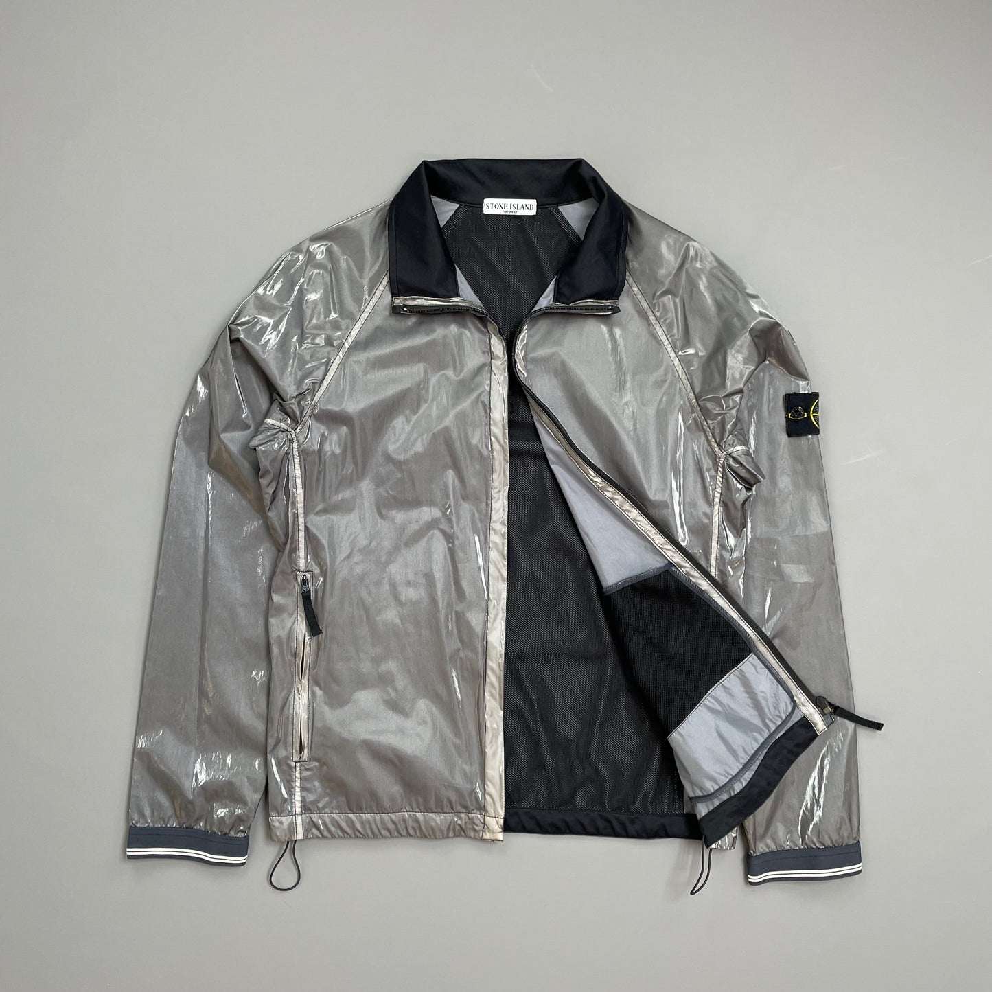 Stone Island Silver SS08 Silk Prismatica Zip-Through Jacket