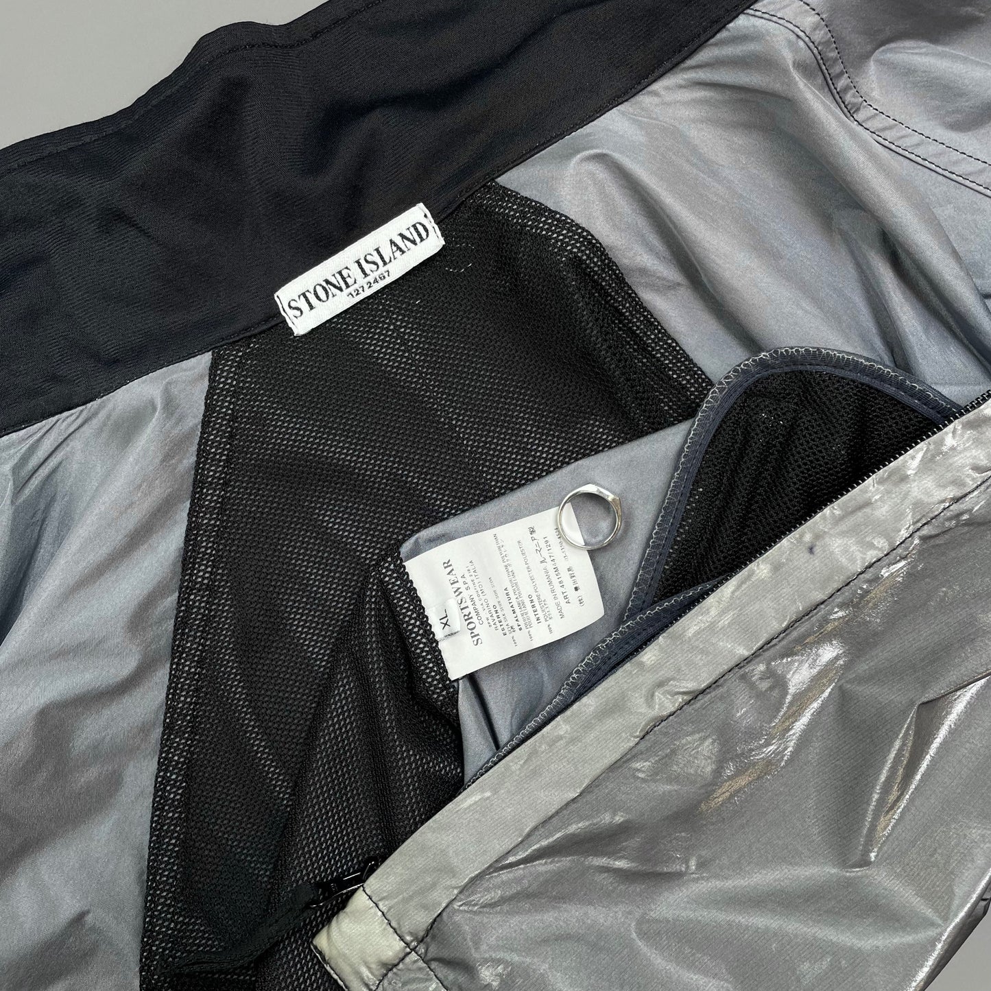 Stone Island Silver SS08 Silk Prismatica Zip-Through Jacket