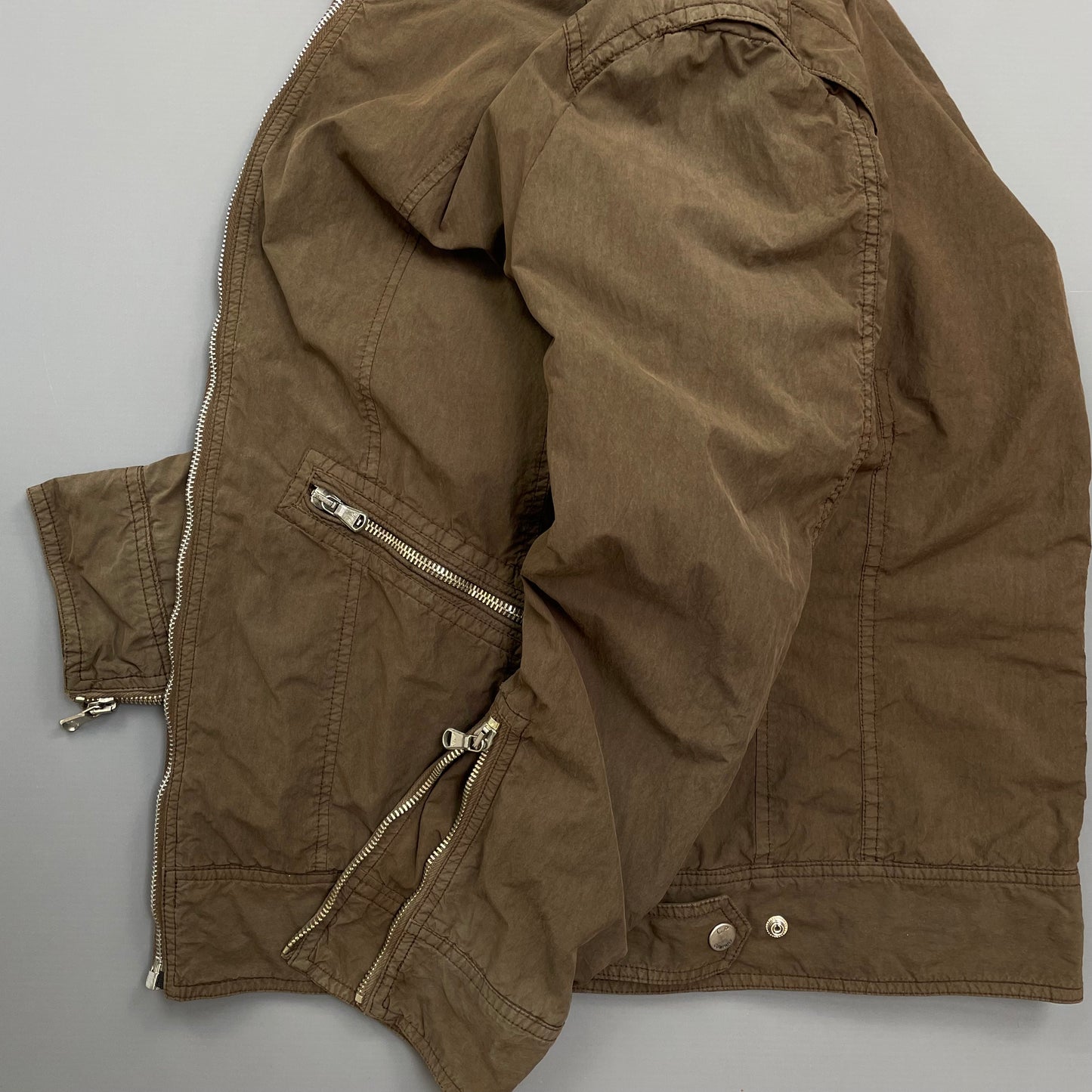 C.P. Company Brown Zip Cotton Biker Jacket