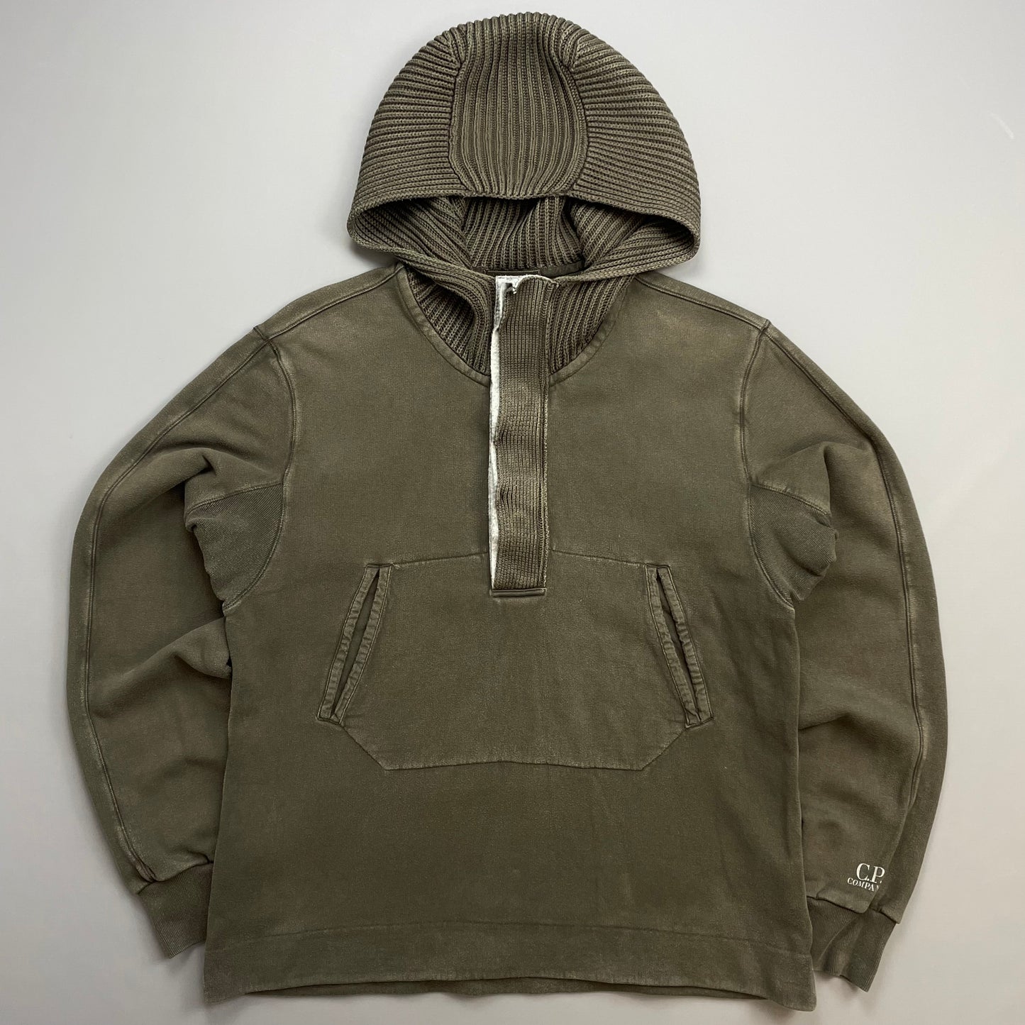 C.P. Company Khaki AW09 Ribbed Knit Hood Pullover Jumper