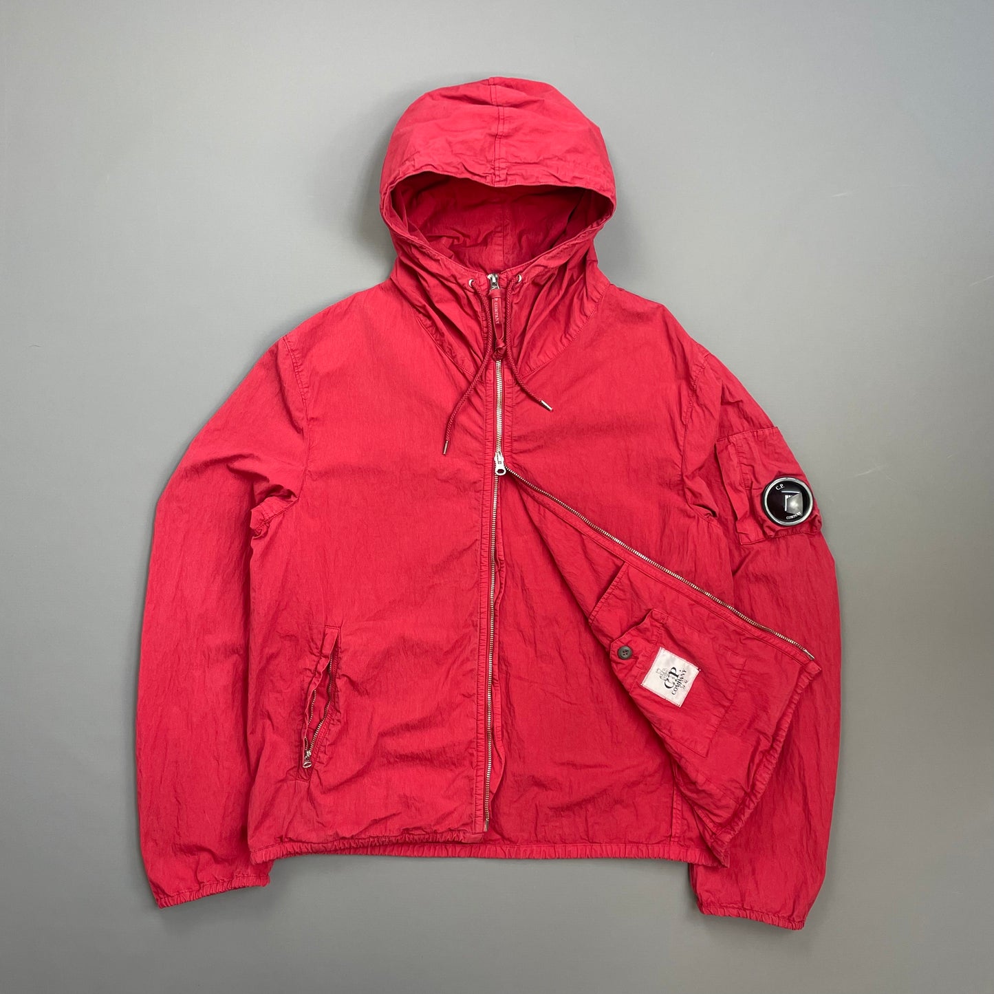 C.P. Company Red Lightweight Hooded Windbreaker Jacket