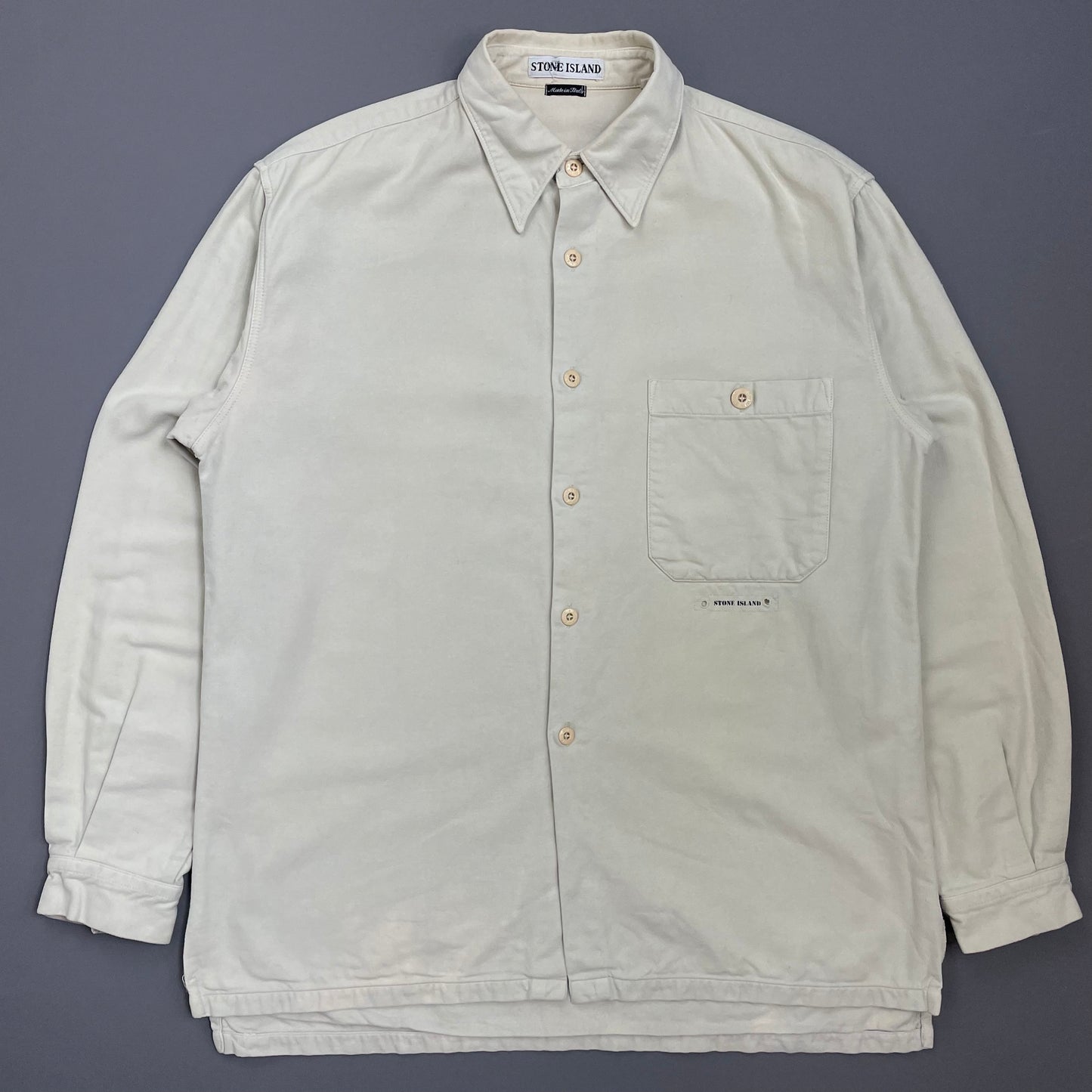 Stone Island Cream AW98 Button-Up Thick Cotton Shirt