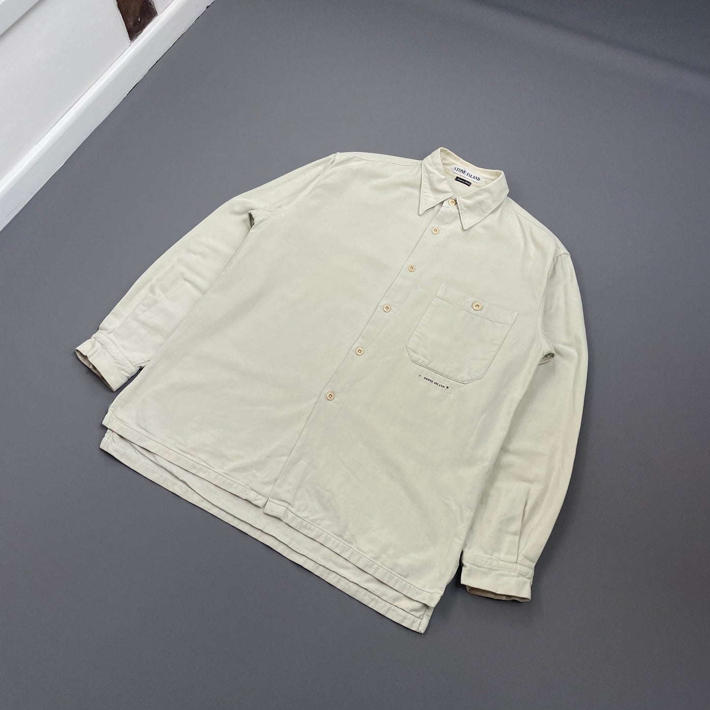 Stone Island Cream AW98 Button-Up Thick Cotton Shirt