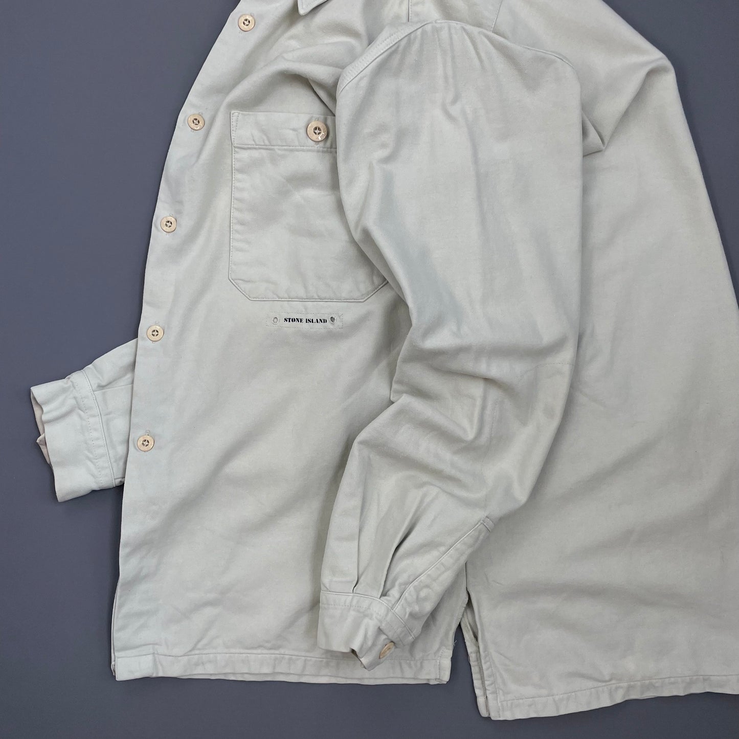 Stone Island Cream AW98 Button-Up Thick Cotton Shirt