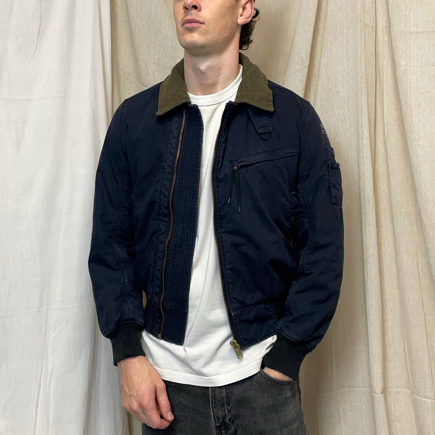 Stone Island Denims Navy AW08 Wool-Lined Padded Bomber Jacket