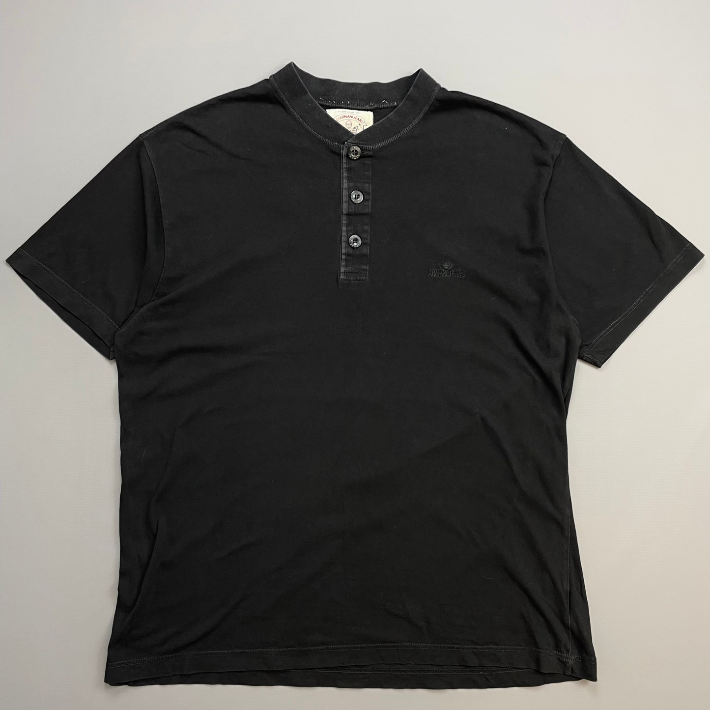 Armani Jeans Black 90s Lightweight Henley Tee