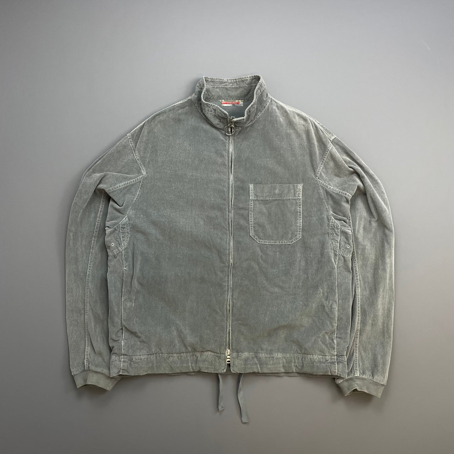 Prada Sport Grey 00s Corduroy Lightweight Zip-Through Jacket