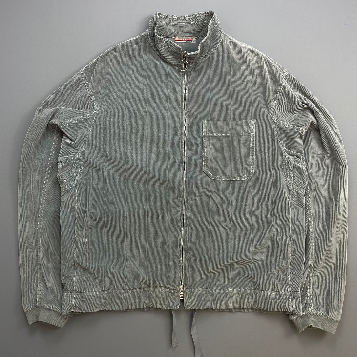 Prada Sport Grey 00s Corduroy Lightweight Zip-Through Jacket