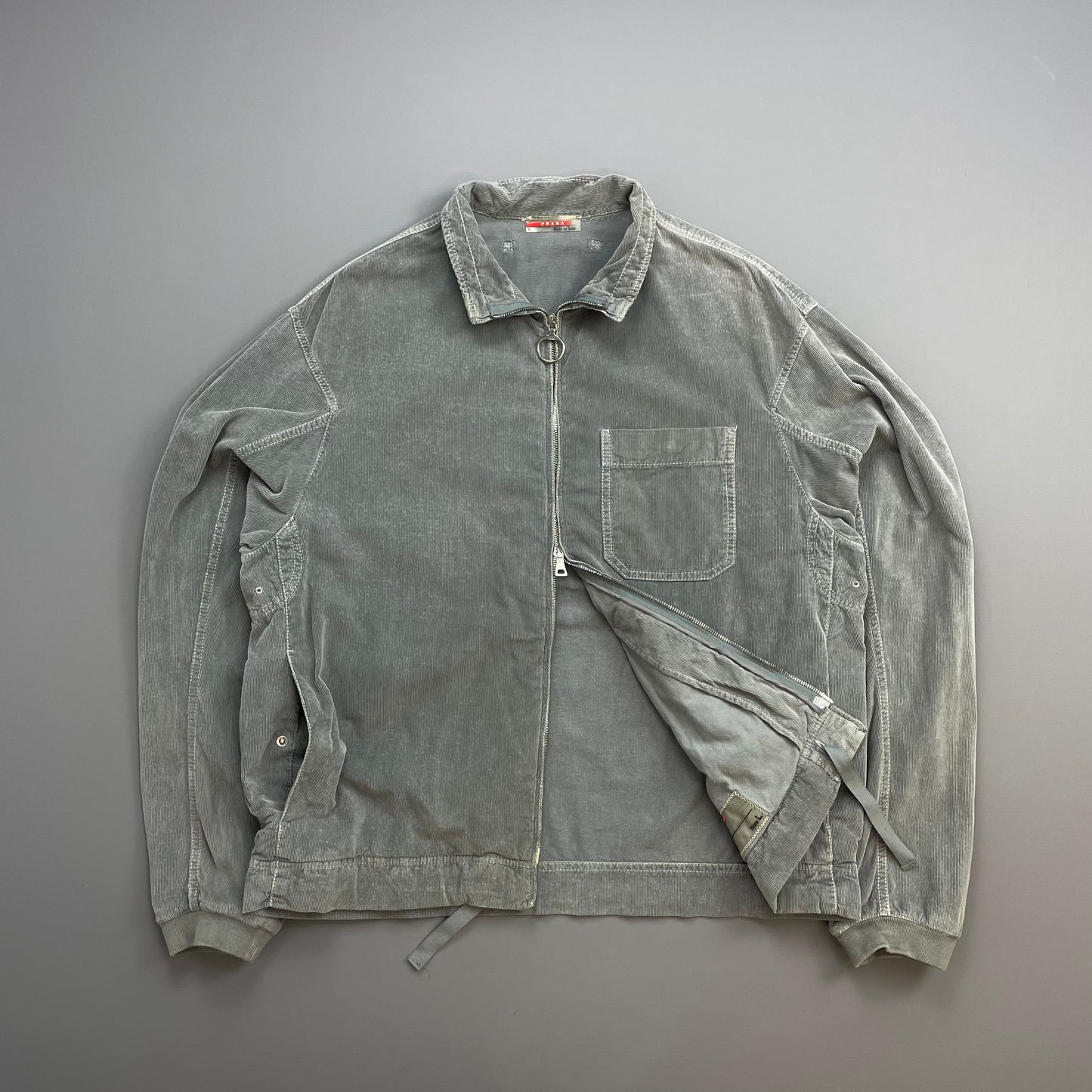 Prada Sport Grey 00s Corduroy Lightweight Zip-Through Jacket
