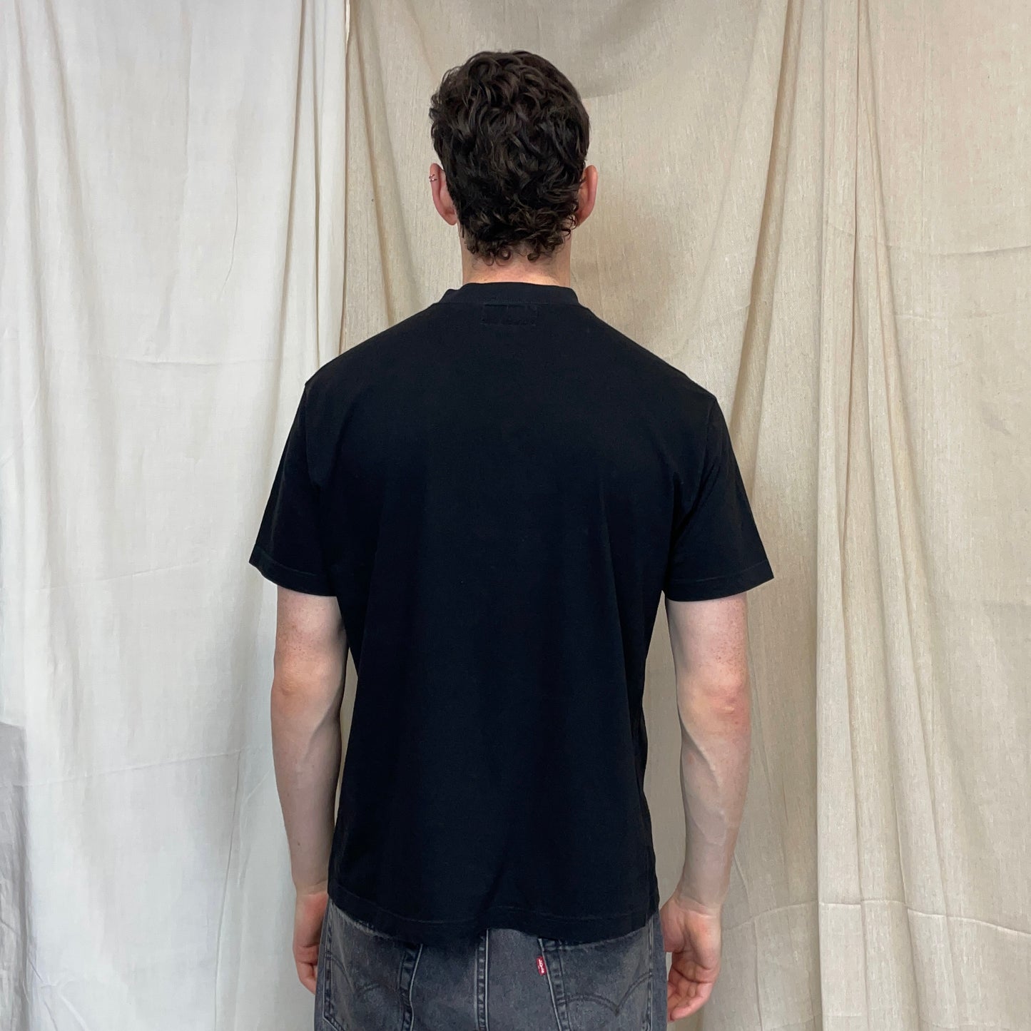 Armani Jeans Black 90s Lightweight Henley Tee
