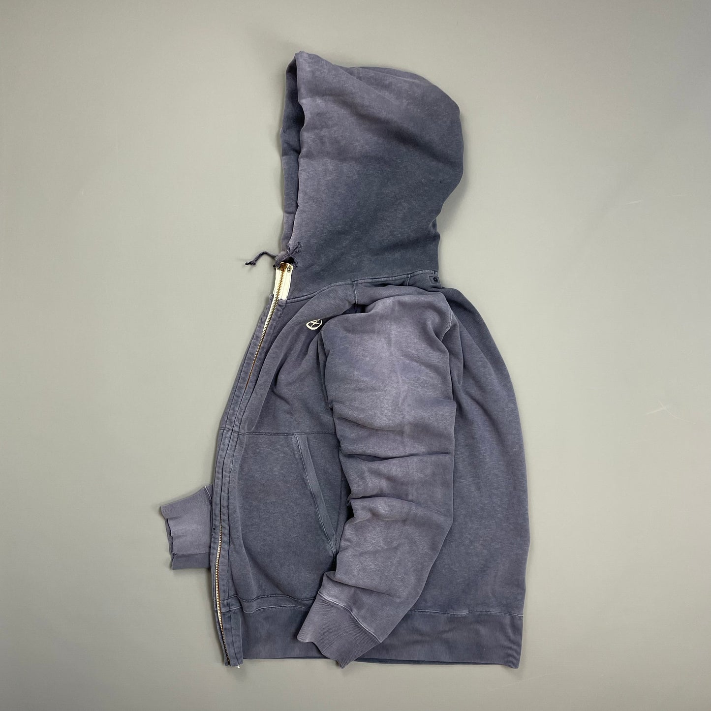 Stone Island Denims Blue 00s Sun-Faded Emblem Zip-Through Hoodie
