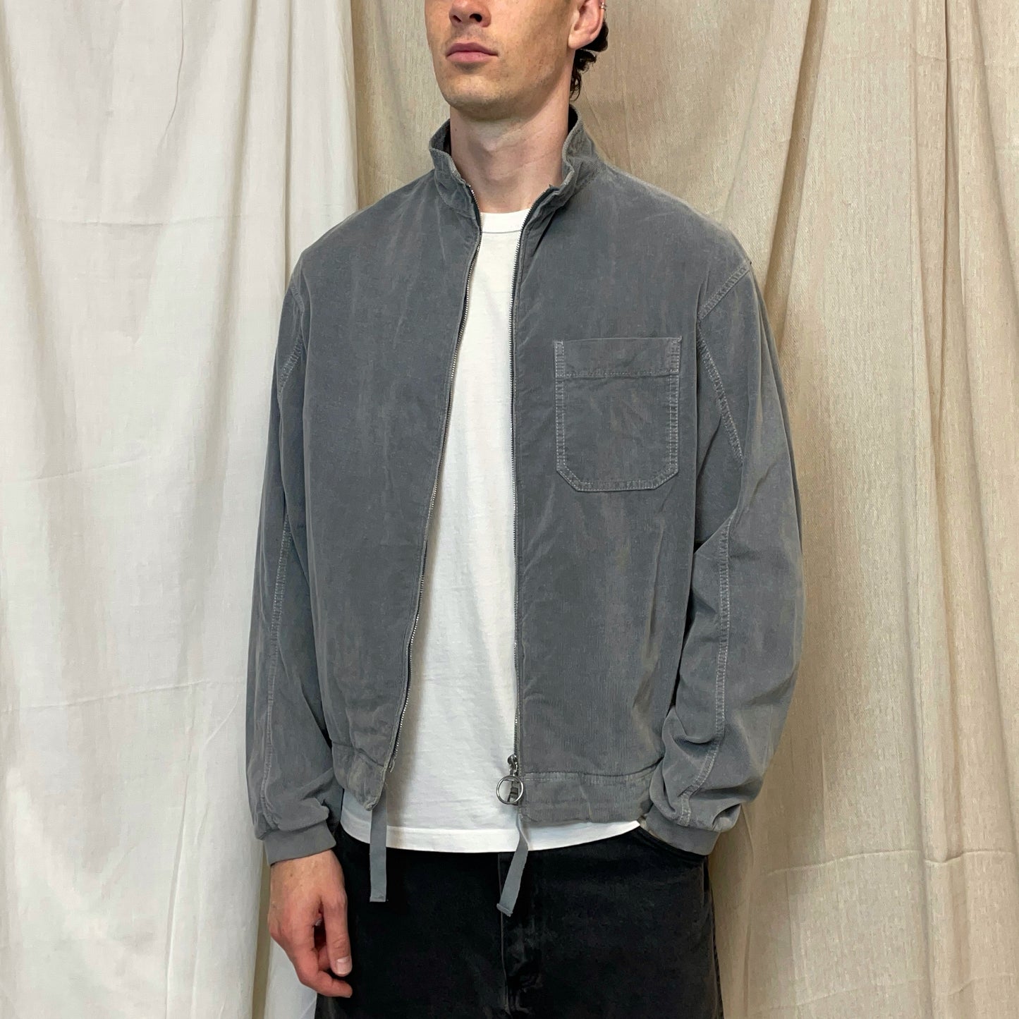 Prada Sport Grey 00s Corduroy Lightweight Zip-Through Jacket