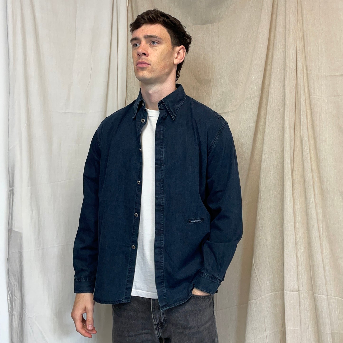Stone Island Navy AW98 Silver Button Cotton Shirt