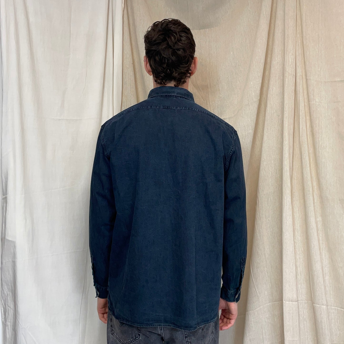 Stone Island Navy AW98 Silver Button Cotton Shirt
