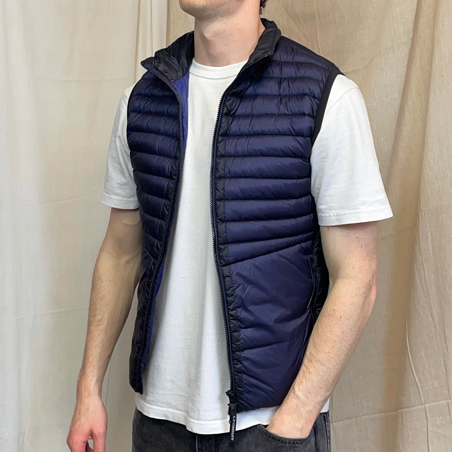 C.P. Company Navy/Purple Two-Tone DD Shell Down Puffer Gilet Vest