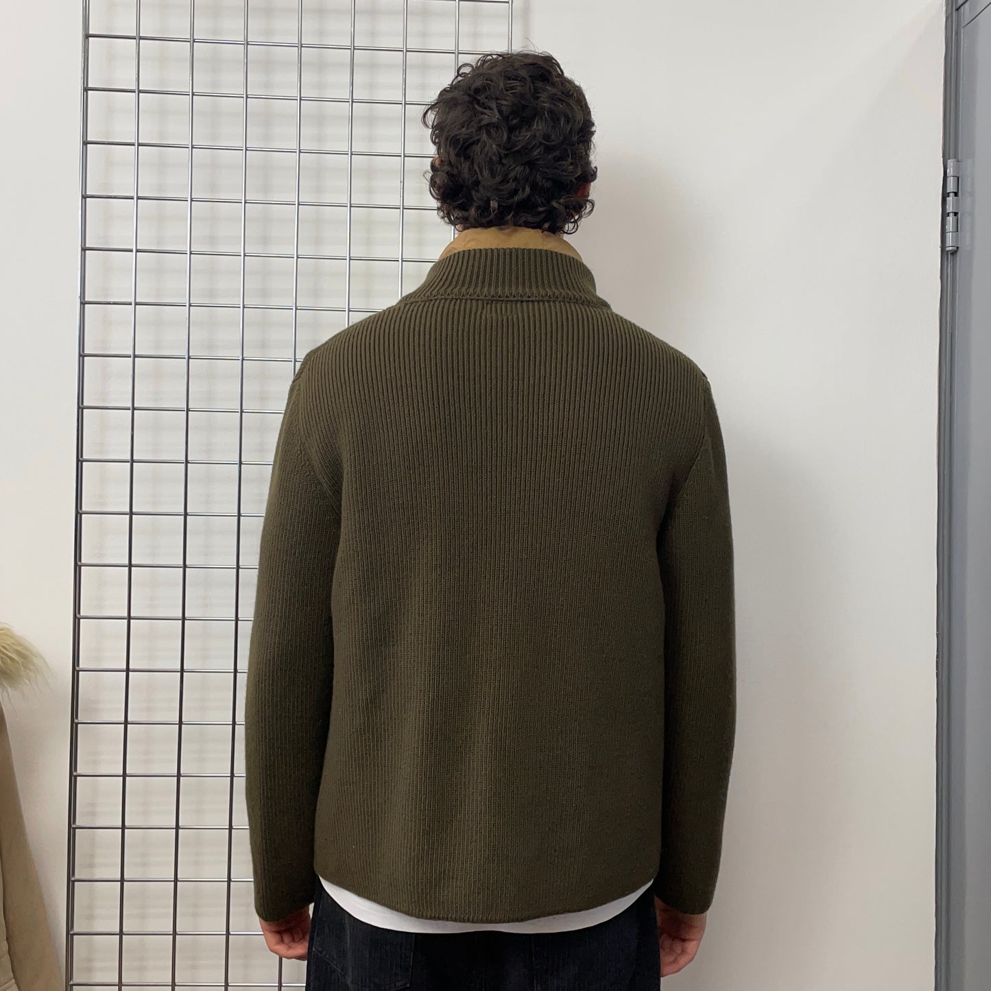 C.P. Company Khaki AW05 Vest Liner Wool Knit Cardigan Jacket