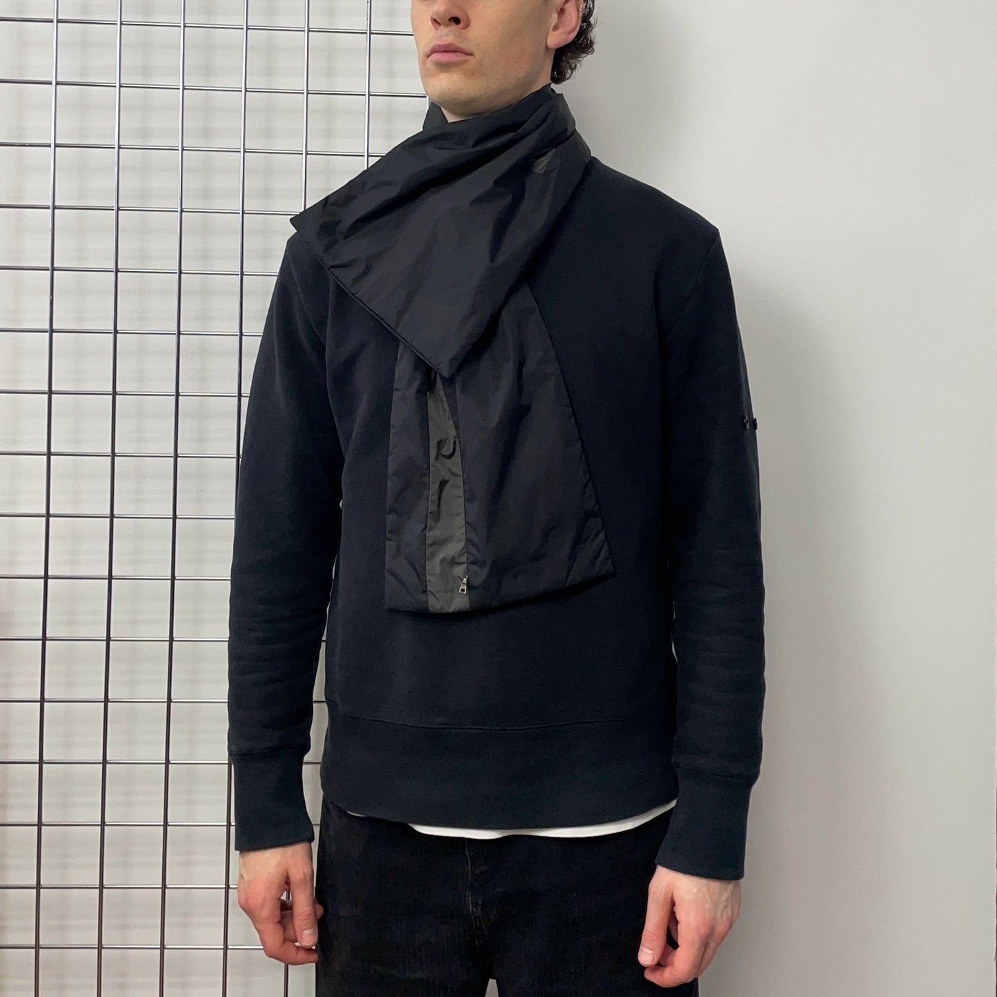 Prada Sport Black & Grey FW99 Nylon Panelled Padded Pocket Scarf