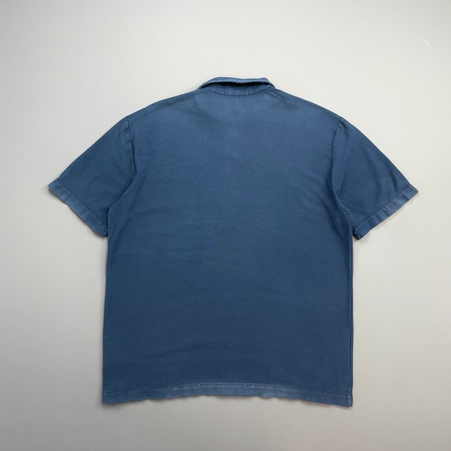 Stone Island Navy SS99 Zip-Collar Short Sleeve Spellout Polo Shirt