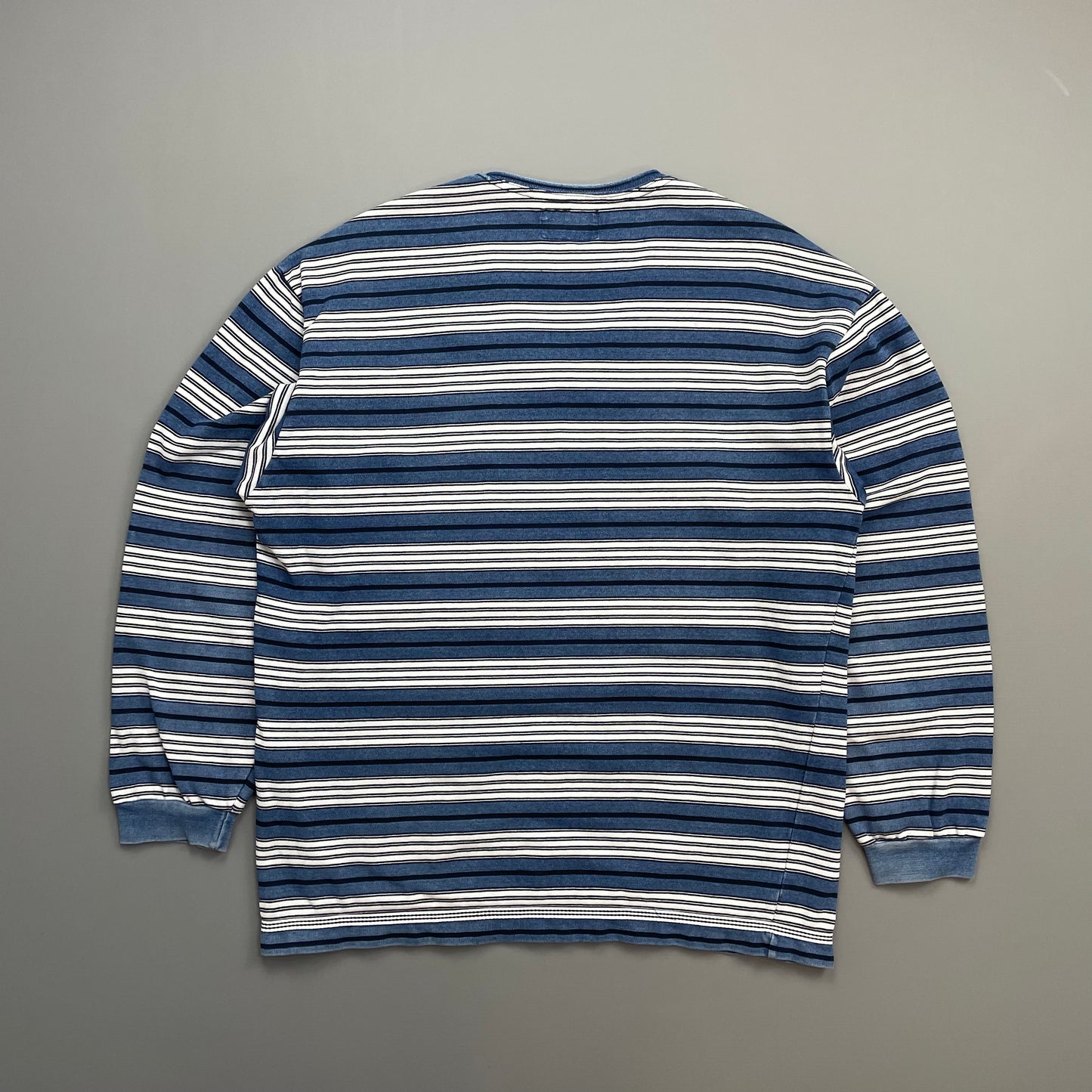 Armani Jeans Blue & White 90s Striped Scoop Neck Jumper
