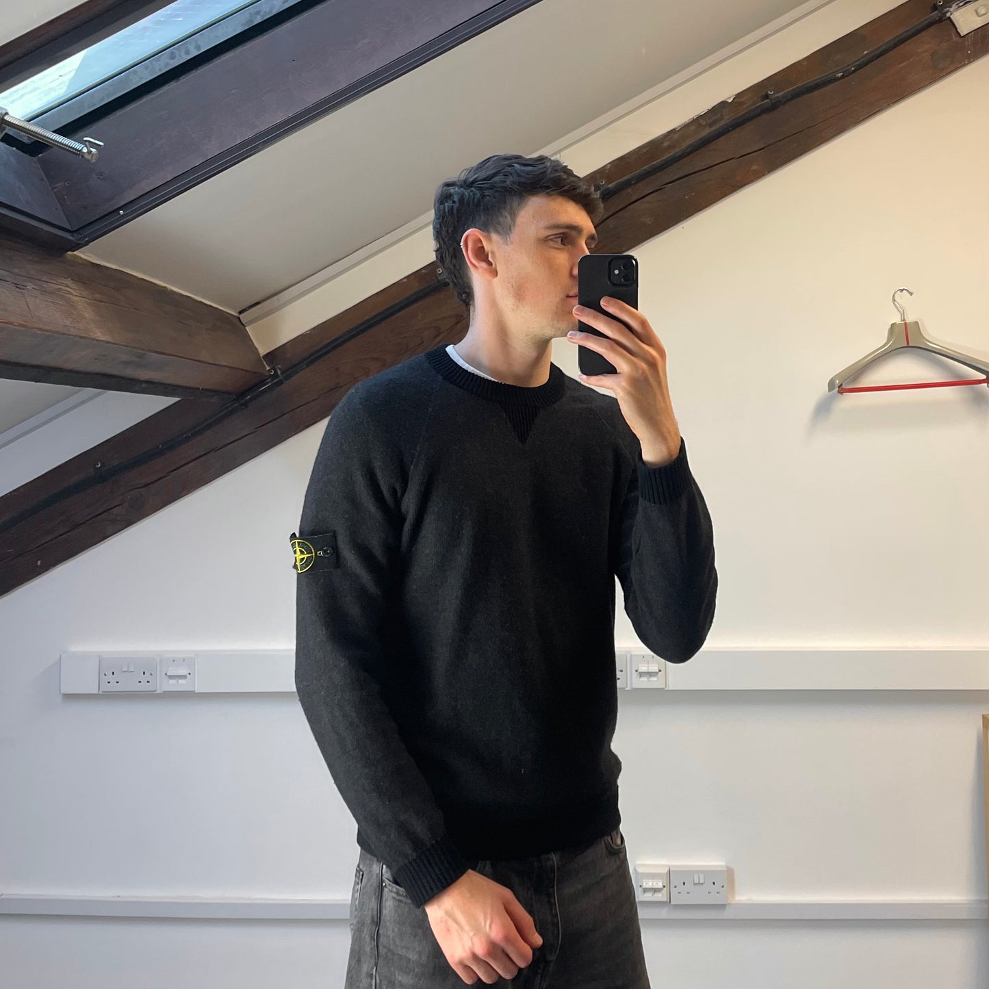 Stone Island Grey Two-Tone AW17 Midweight Knit Crewneck Jumper