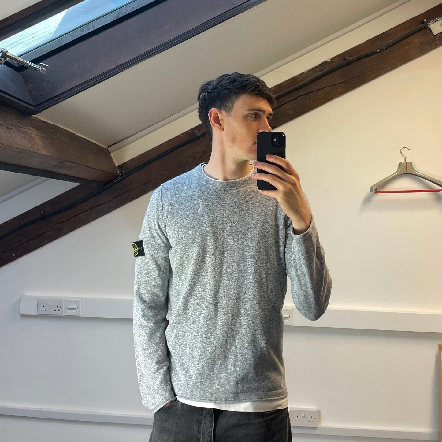 Stone Island Grey SS19 Lightweight Raw Edge Grainy Knit Jumper