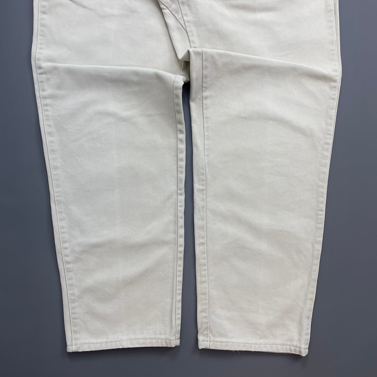 Boneville Cream White 80s Pleat Denim Barrel Jeans