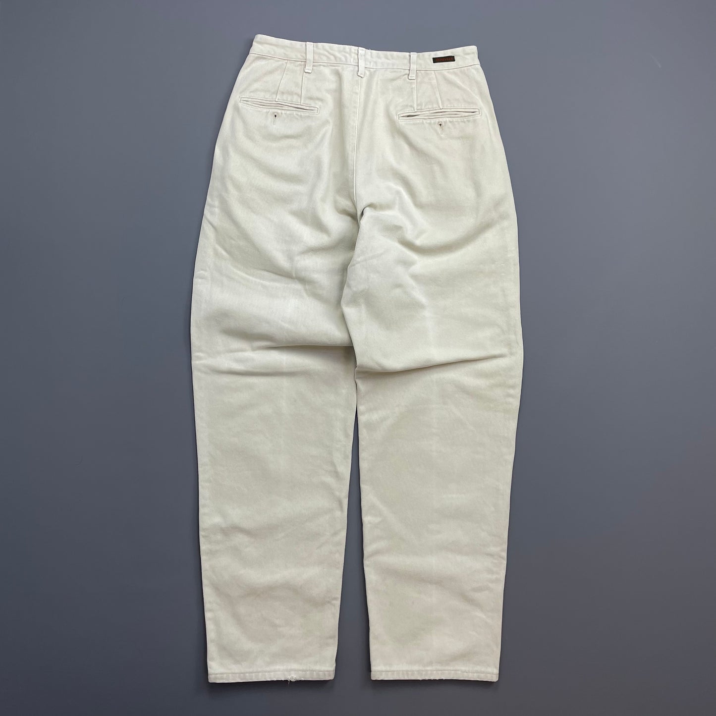 Boneville Cream White 80s Pleat Denim Barrel Jeans